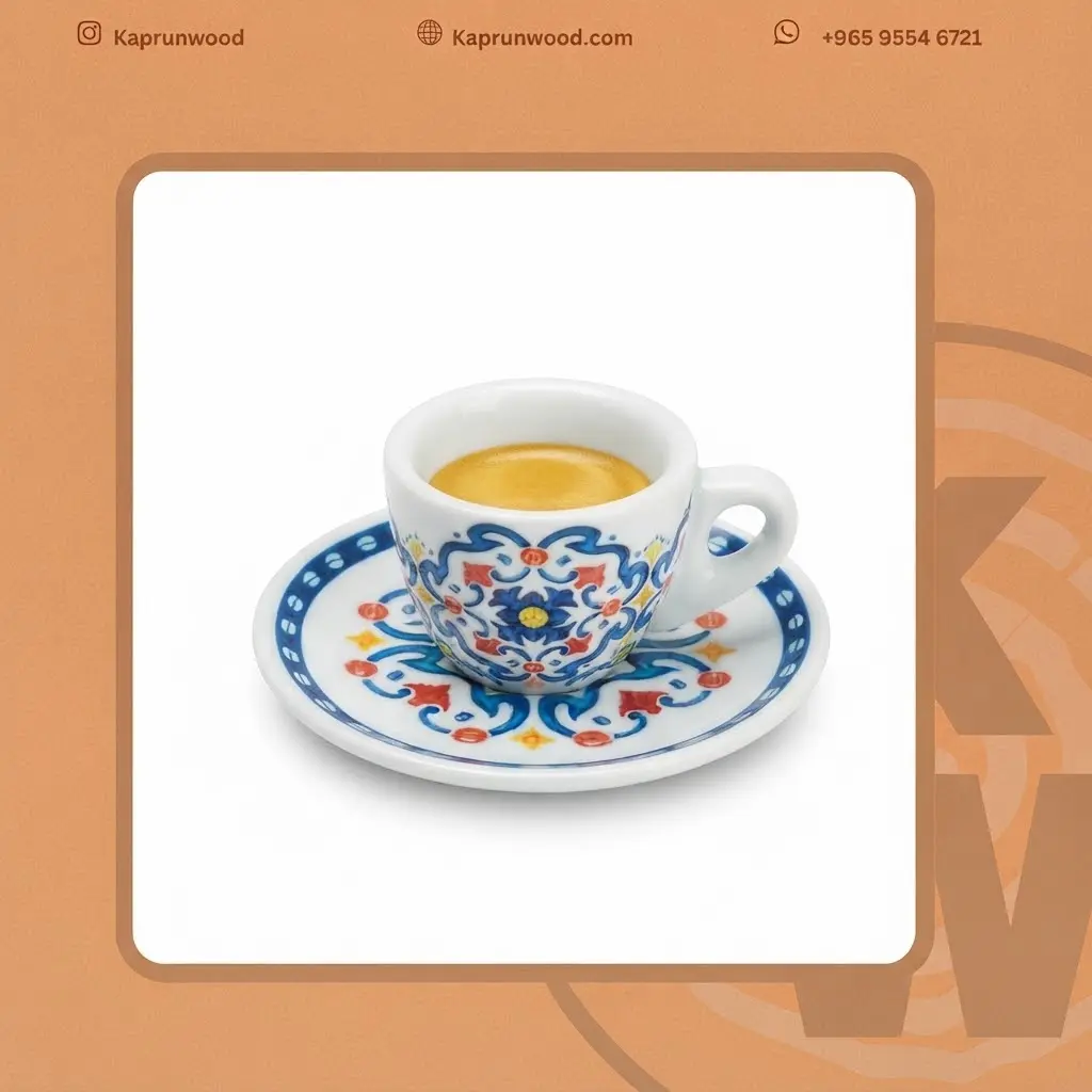 كوب إسبريسو نابولي فاخر – طراز المايوليكا الإيطالي (Gambrinus Napoli)